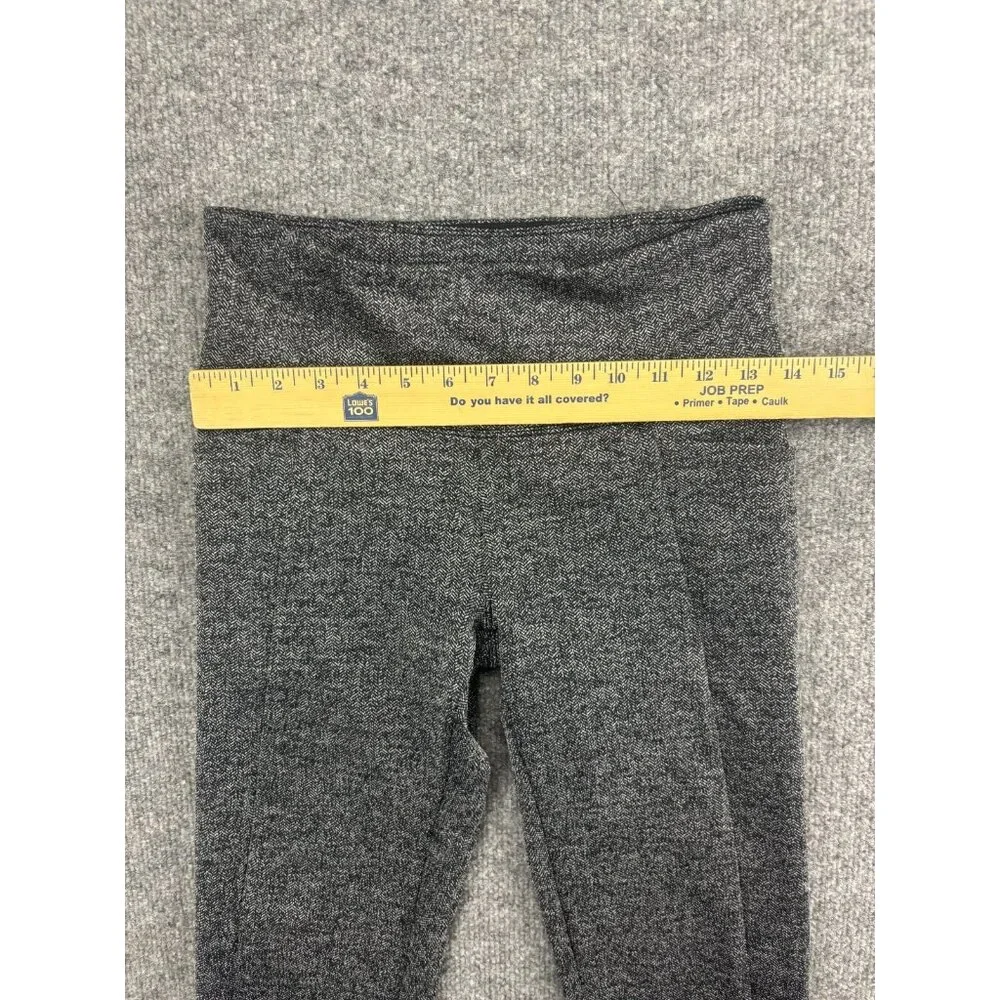 Athleta Tight Crop Pants Leggings Women's XS Black White 2 Zip Pockets Slit Hem - Picture 3 of 8